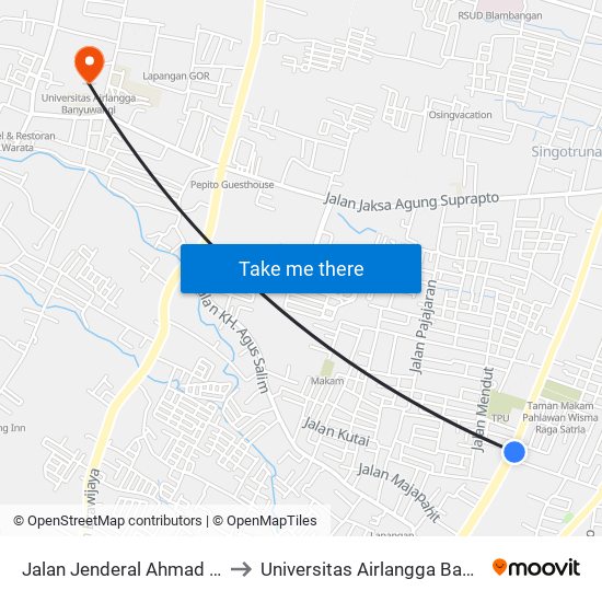 Jalan Jenderal Ahmad Yani, 94 to Universitas Airlangga Banyuwangi map