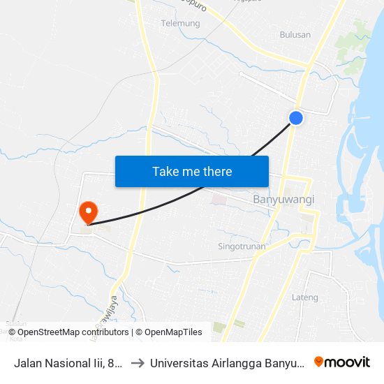 Jalan Nasional Iii, 86-96 to Universitas Airlangga Banyuwangi map