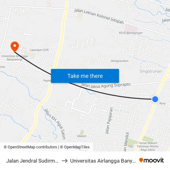 Jalan Jendral Sudirman, 44 to Universitas Airlangga Banyuwangi map