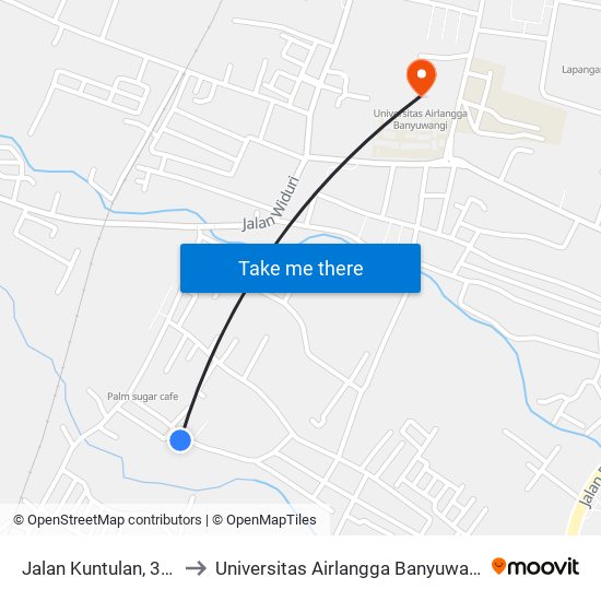 Jalan Kuntulan, 362 to Universitas Airlangga Banyuwangi map