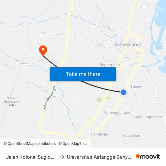 Jalan Kolonel Sugiono, 57 to Universitas Airlangga Banyuwangi map