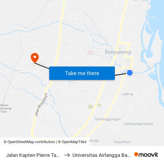 Jalan Kapten Pierre Tandean, 18 to Universitas Airlangga Banyuwangi map