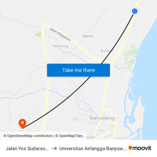 Jalan Yos Sudarso, 16 to Universitas Airlangga Banyuwangi map