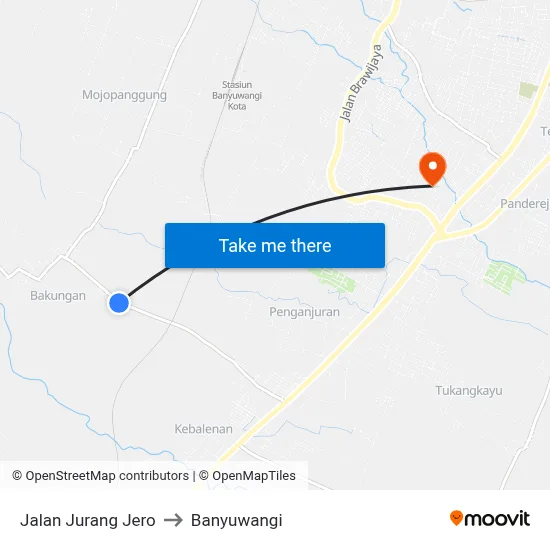 Jalan Jurang Jero to Banyuwangi map