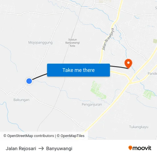 Jalan Rejosari to Banyuwangi map