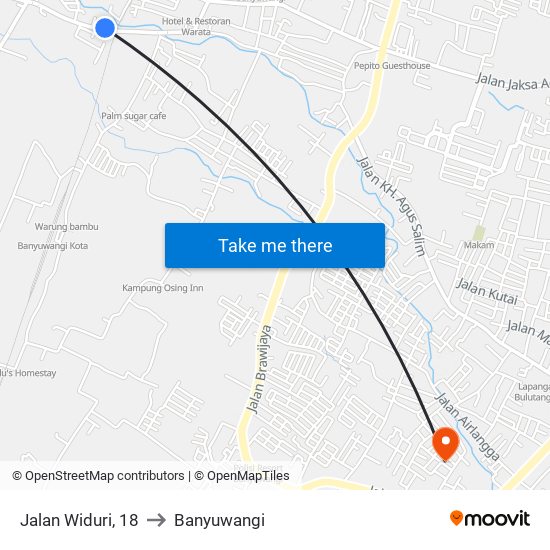 Jalan Widuri, 18 to Banyuwangi map