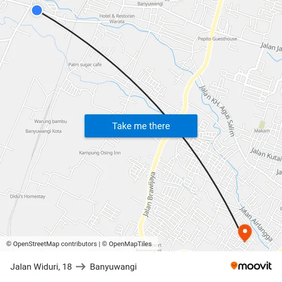 Jalan Widuri, 18 to Banyuwangi map