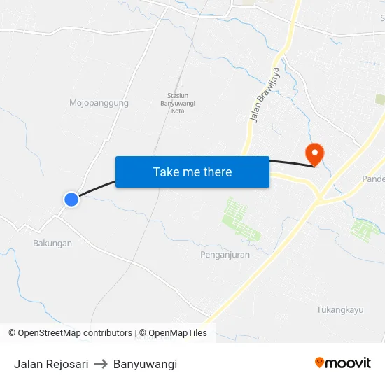 Jalan Rejosari to Banyuwangi map