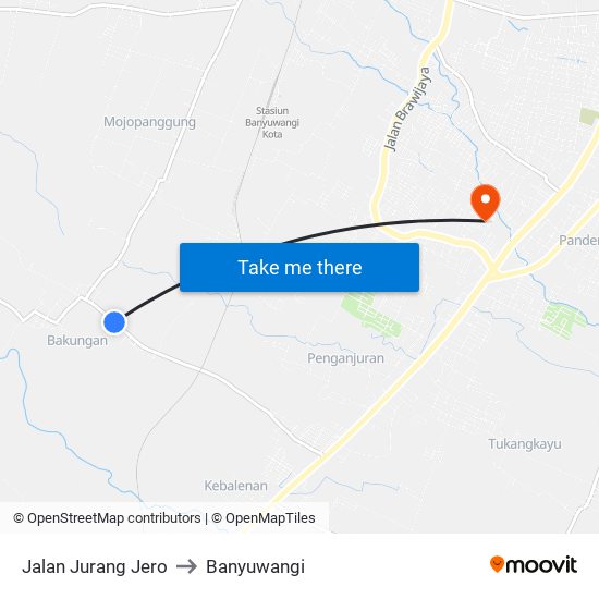 Jalan Jurang Jero to Banyuwangi map