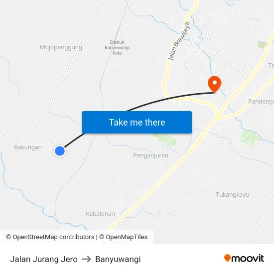 Jalan Jurang Jero to Banyuwangi map