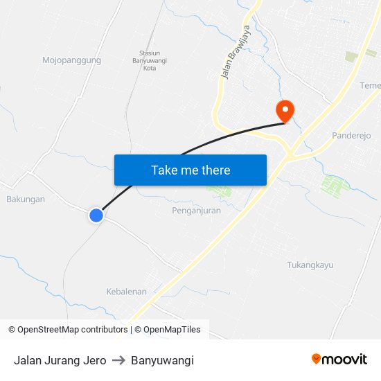 Jalan Jurang Jero to Banyuwangi map