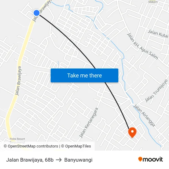 Jalan Brawijaya, 68b to Banyuwangi map