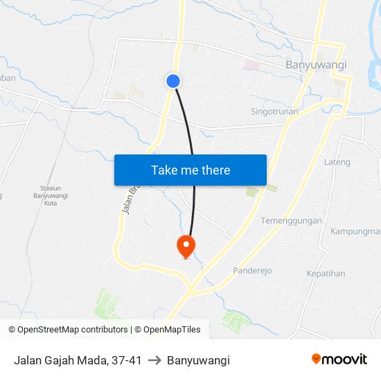 Jalan Gajah Mada, 37-41 to Banyuwangi map