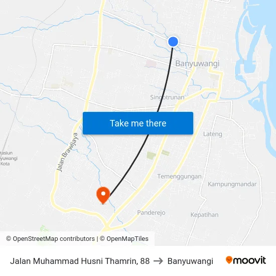Jalan Muhammad Husni Thamrin, 88 to Banyuwangi map