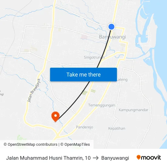 Jalan Muhammad Husni Thamrin, 10 to Banyuwangi map