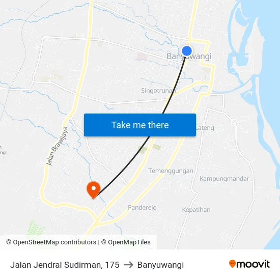 Jalan Jendral Sudirman, 175 to Banyuwangi map