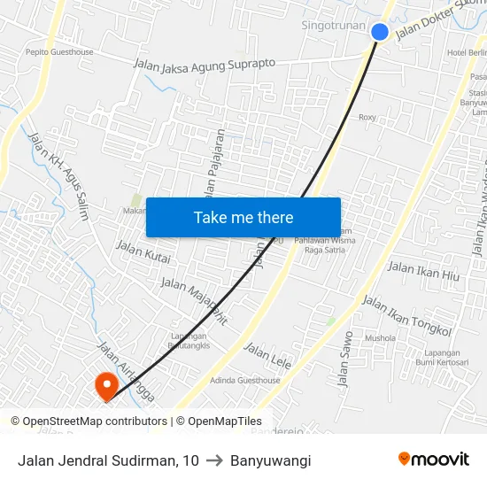 Jalan Jendral Sudirman, 10 to Banyuwangi map