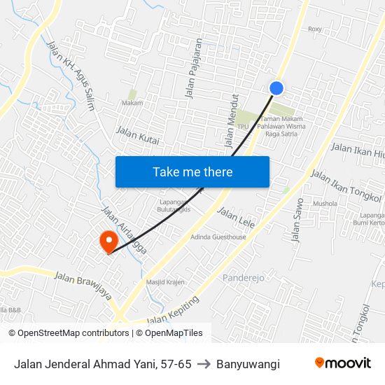 Jalan Jenderal Ahmad Yani, 57-65 to Banyuwangi map