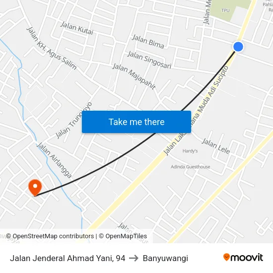 Jalan Jenderal Ahmad Yani, 94 to Banyuwangi map