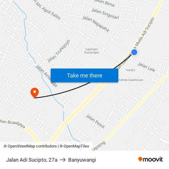 Jalan Adi Sucipto, 27a to Banyuwangi map