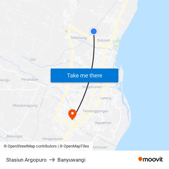 Stasiun Argopuro to Banyuwangi map