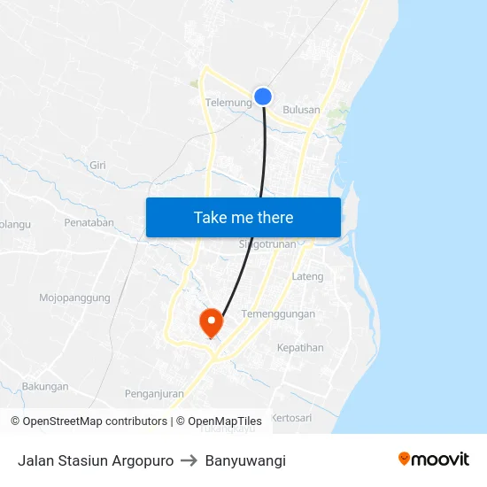 Jalan Stasiun Argopuro to Banyuwangi map