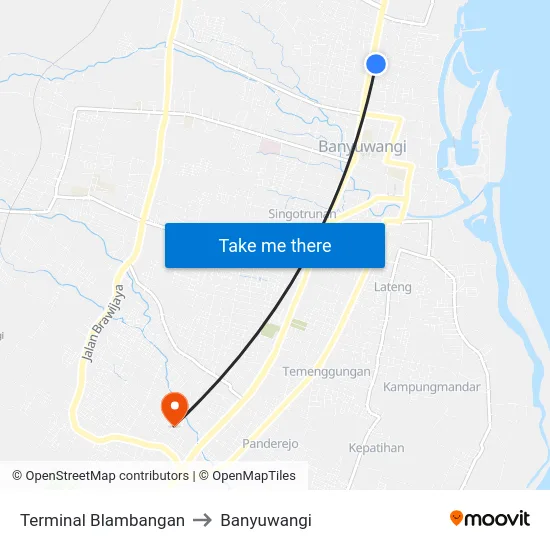 Terminal Blambangan to Banyuwangi map
