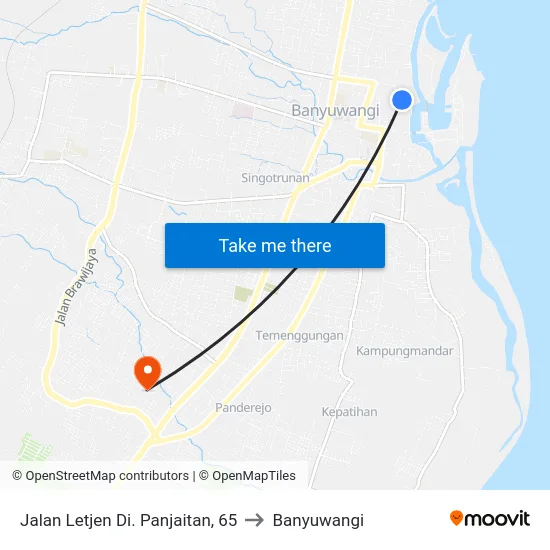 Jalan Letjen Di. Panjaitan, 65 to Banyuwangi map
