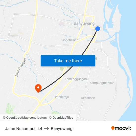 Jalan Nusantara, 44 to Banyuwangi map