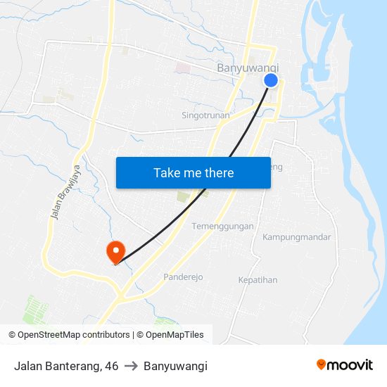 Jalan Banterang, 46 to Banyuwangi map