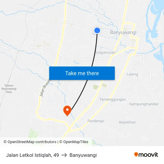 Jalan Letkol Istiqlah, 49 to Banyuwangi map