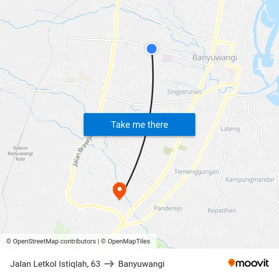 Jalan Letkol Istiqlah, 63 to Banyuwangi map