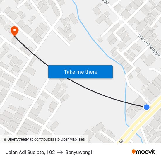 Jalan Adi Sucipto, 102 to Banyuwangi map