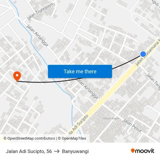 Jalan Adi Sucipto, 56 to Banyuwangi map