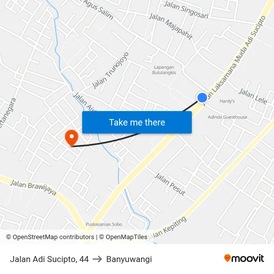 Jalan Adi Sucipto, 44 to Banyuwangi map
