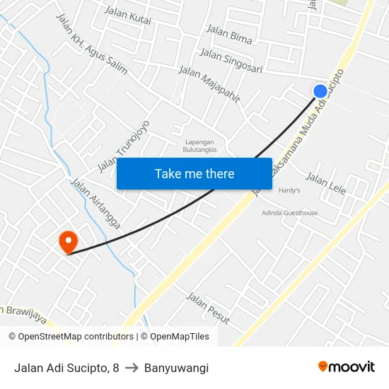 Jalan Adi Sucipto, 8 to Banyuwangi map