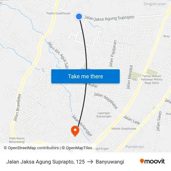 Jalan Jaksa Agung Suprapto, 125 to Banyuwangi map