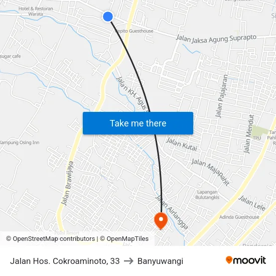 Jalan Hos. Cokroaminoto, 33 to Banyuwangi map