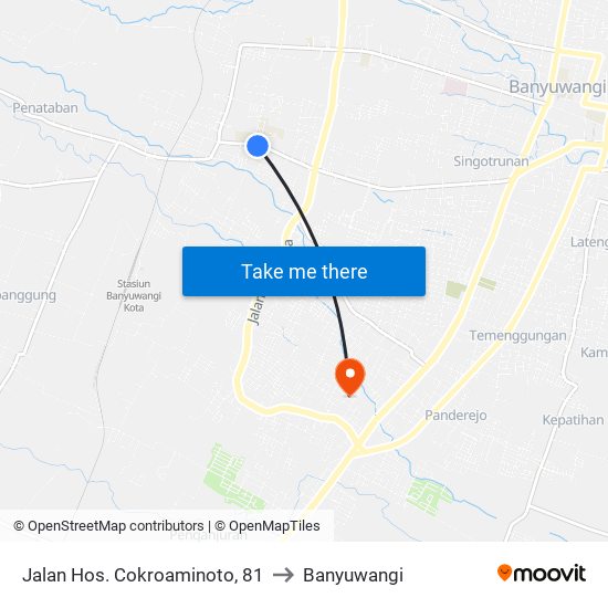 Jalan Hos. Cokroaminoto, 81 to Banyuwangi map