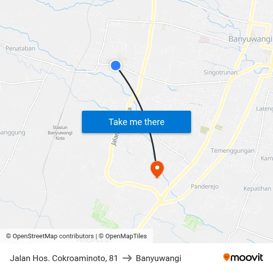 Jalan Hos. Cokroaminoto, 81 to Banyuwangi map