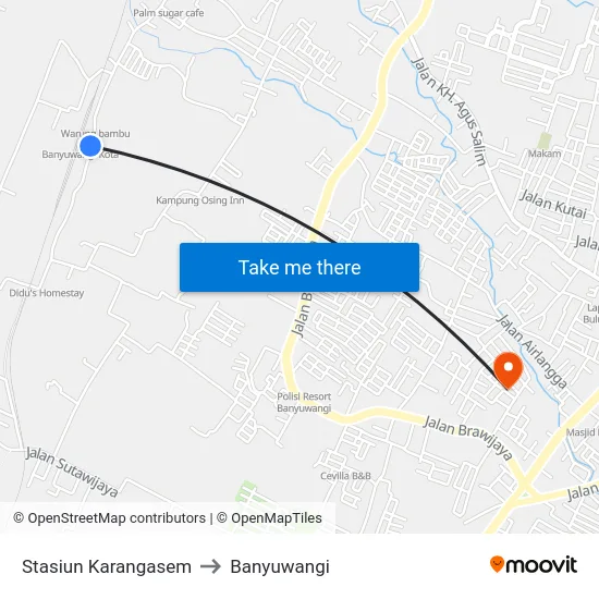 Stasiun Karangasem to Banyuwangi map