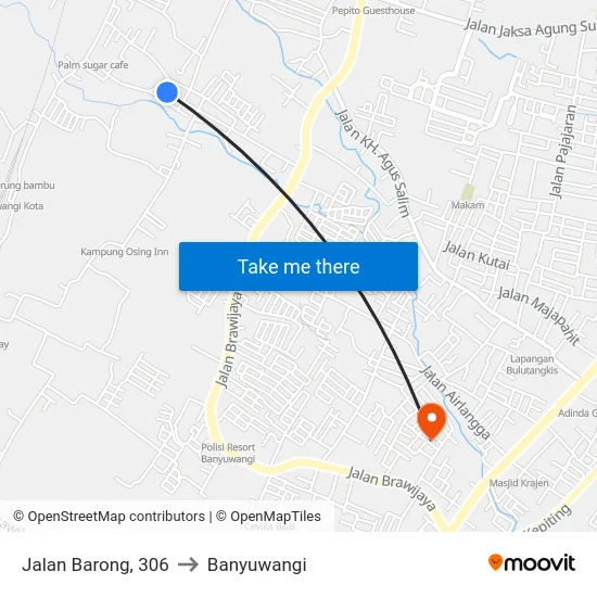 Jalan Barong, 306 to Banyuwangi map