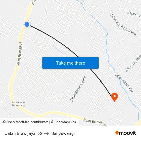 Jalan Brawijaya, 62 to Banyuwangi map