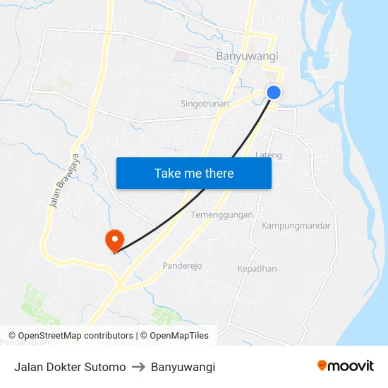 Jalan Dokter Sutomo to Banyuwangi map