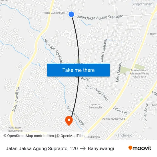 Jalan Jaksa Agung Suprapto, 120 to Banyuwangi map