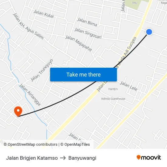 Jalan Brigjen Katamso to Banyuwangi map