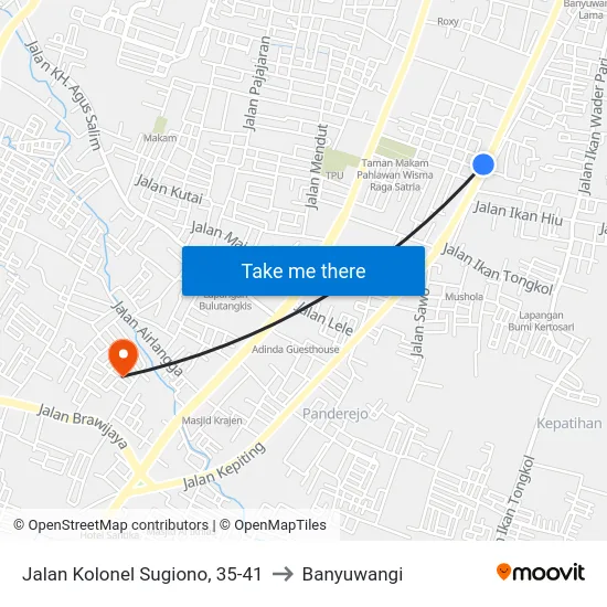 Jalan Kolonel Sugiono, 35-41 to Banyuwangi map