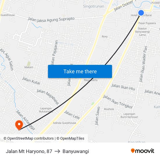 Jalan Mt Haryono, 87 to Banyuwangi map