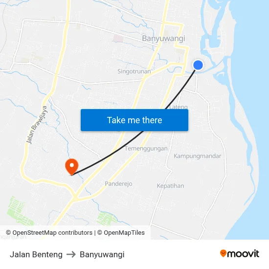 Jalan Benteng to Banyuwangi map