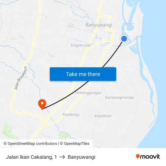 Jalan Ikan Cakalang, 1 to Banyuwangi map